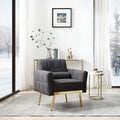 Modern Chair Lounge Chair Armchair Accent Living Room Chair with Tapered Metal Legs and Waist Pillow LoungeTeddy Fabric Gray