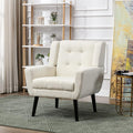 Modern Accent Chair Oversized Accent Chair Corner Chair Mid Century Modern Chair Comfy Reading Chair Upholstered Armchair Modern Chairs for Living Room (Beige Linen)