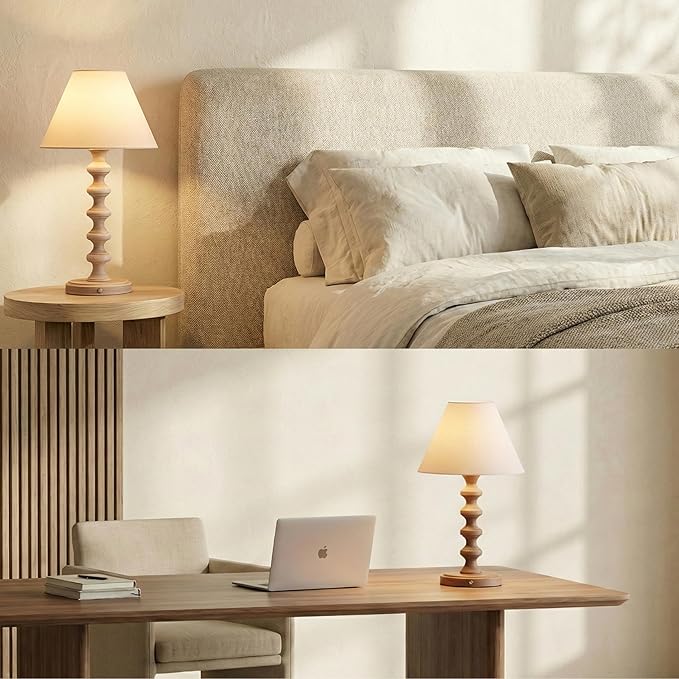 O'Bright Ember Rechargeable Table Lamp (Whitewashed_Baluster)