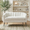 Aoiy &amp Wifon 50.2'' W Upholstered Loveseat Sofa Boucle 2-Seat Settee Loveseat with Metal Legs Upholstered Small Accent Couch for Small Spaces Raindrop Velvet Chenille Fabric Ivory