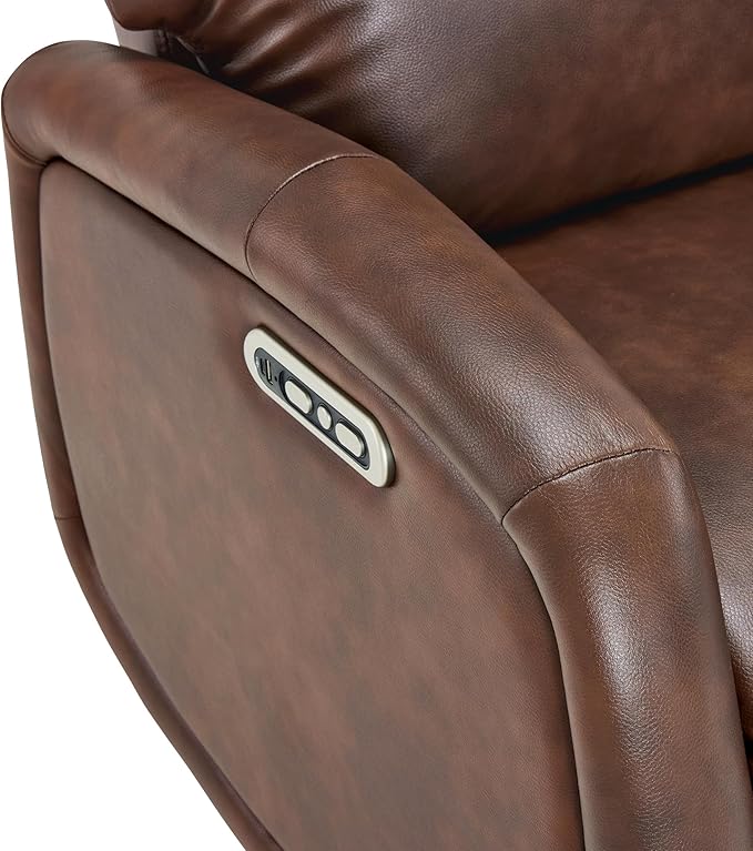 MCombo Dual Motor Power Recliner Chair for Adults Modern Faux Leather Electric Swivel Recliner with USB Charging Heavy Duty Adjustable Lounge Chair for Living Room &amp Bedroom 4610 (Brown)