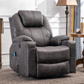 Swivel Glider Rocker Recliner Chair with Heated Massage Ergonomic Lounge 360 Degree Manual Swivel Sofa Seat with 2 Cup Holders Side Pockets &amp USB Ports for Living Room (Gray)