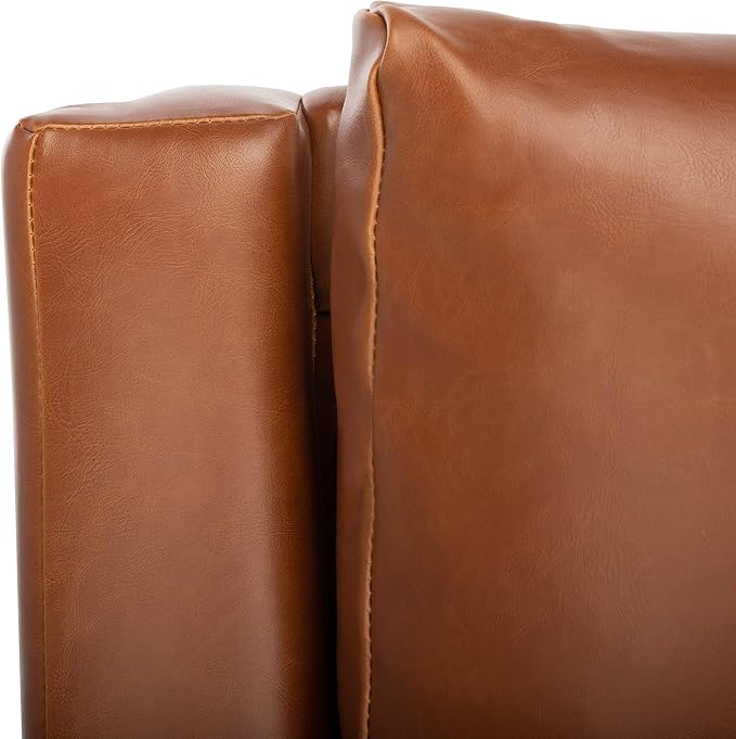 Safavieh Home Astrid Mid-Century Cognac Faux Leather and Natural Arm Chair