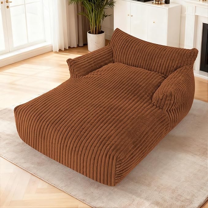 HABUTWAY Comfy Floor Sofa Giant Plush Reading Chair Indoor Cozy Couch with Armrests Oversized Couch Upholstered Boneless Sofa Portable Cloud Couch Accent Chair for Living Room Bedroom (Brown)