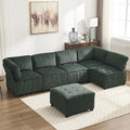 121 Inch Cloud Oversized Modular Sectional Sofa U Shaped Modular Couch with Reversible Chaise Comfy 6 Seat Convertible Sectional Sofa with Ottoman for Living Room-Emerald Green