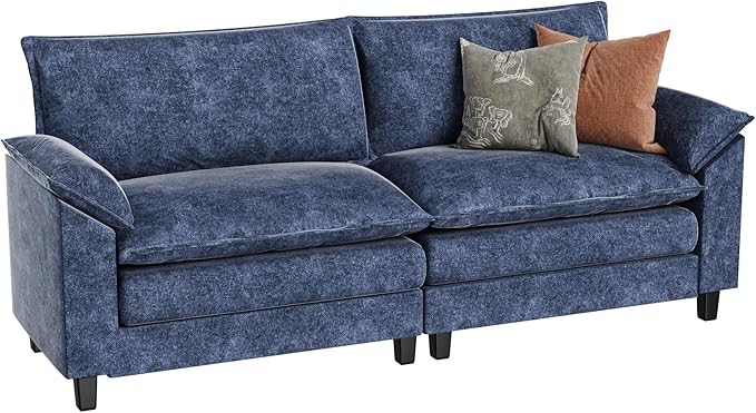 Flamaker Modular Sectional Loveseat Sofa Couch Fabric Small Love-Seat Sofa Cloud Couch with Comforts 2-Seat Sectional Sofa Couches for Apartment Bedroom Small Space(Blue)