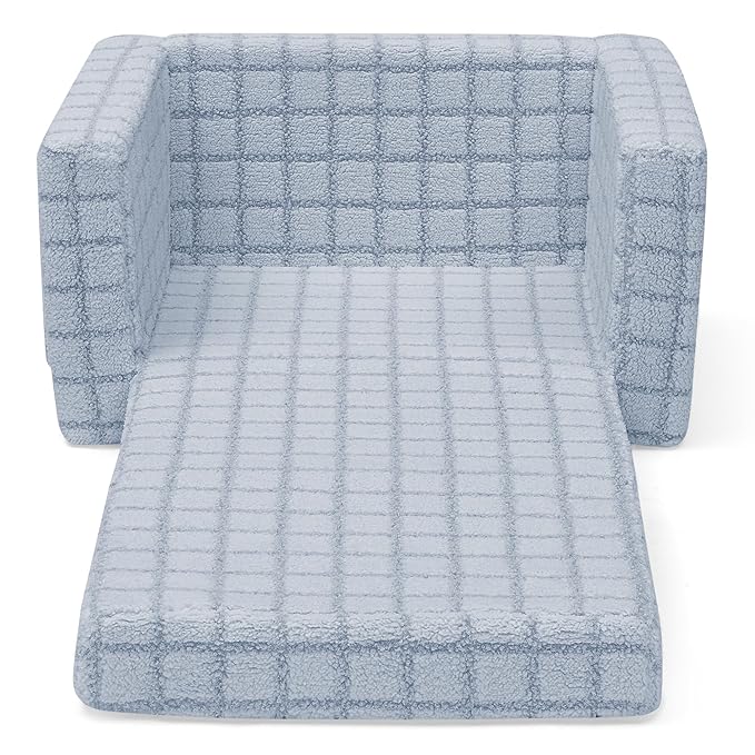 Delta Children Checkered Cozee Flip-Out Chair Blue