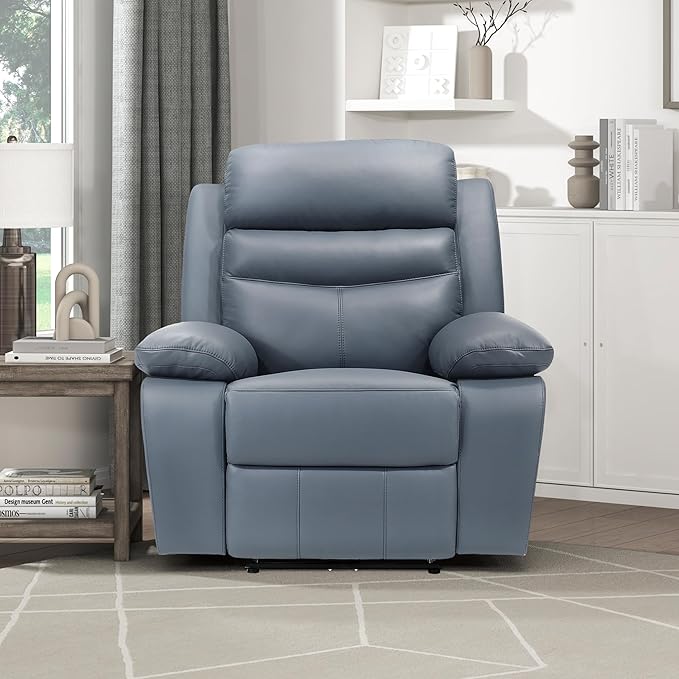Lexicon Recliner Chair Living Room Leather Match Reclining Sofa Chair Home Theater Seating Wall Hugger Recliner Power Recliner Sofa Chair for Living Room/Office/Apartment Blue