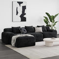 Modern L-Shaped Modular Sectional Sofa for Living RoomOversized 3-Seater Couch with Deep Seat and Movable Ottoman – No AssemblyComfortable Corduroy Fabric Boneless Sofa(Dark Gray) (Black)