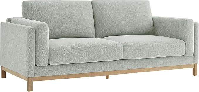 Modway Roscoe 81 Inch Fabric Sofa in Mist - Comfortable Upholstered Deep Seat Couch for Living Room Apartment or Office Seating