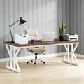 78 Inch Two Person Office Desk Extra Long Double Computer Desk Executive Office Desk Modern Writing Study Table Workstation for Home Office White Brown