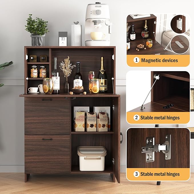 Foldable Desk Cabinet with Storage Drawers &amp Shelves Multi-Functional Space-Saving Organizer for Home/Office/Dorm