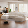 140’’ Oversized Boneless Couch for Living Room Cloud Couch Modular Sectional Free Combination with Ottoman Washable Cushion Cover No Assembly Required White (4-Seat + 2 Ottoman)
