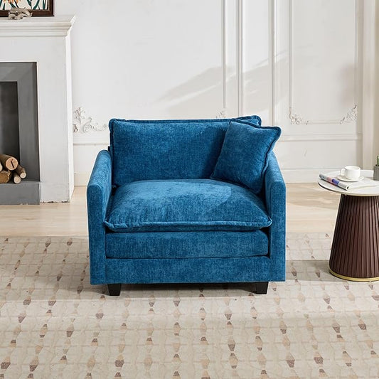 ERYE Single Cloud Cushion Chair Seat Modern Chenille Upholstered Accent Armchair for Living Room Bedroom and Office Pillow Included