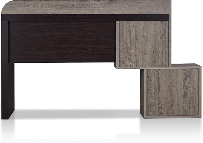 HOMES: Inside + Out Pickaway Modern Wood 49 in. Storage Writing Desk with 2-Shelf for Home Office Walnut and Chestnut Brown