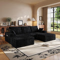 108 U Shaped Sectional Couch with Ottoman Corduroy Modular Sectional Sofa with Deep Seat Modern Modular L-Shape Sofa Couch with ChaiseUpholstered Boneless Couches for Living Room Bedroom