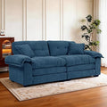 Modern 84 Chenille Loveseat Sofa Ultra-Comfy Upholstered Couch with 2 Pillows for Apartment Living Room Bedroom or Home Office (Blue)