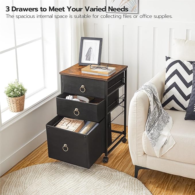 Mobile File Cabinet 3-Drawer Mobile File Cabinet Vertical Filing Office
