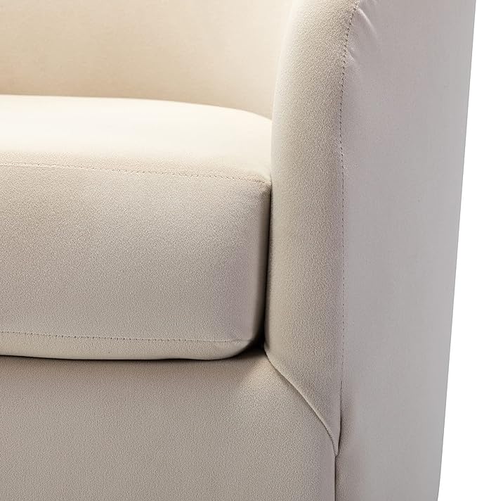 HULALA HOME Swivel Accent Chair with Gold Metal Base Set of 2 Contemporary Velvet Curved Swivel Barrel Chair Upholstered Club Armchair Leisure Single Sofa for Living Room Nursery Bedroom(TAN)