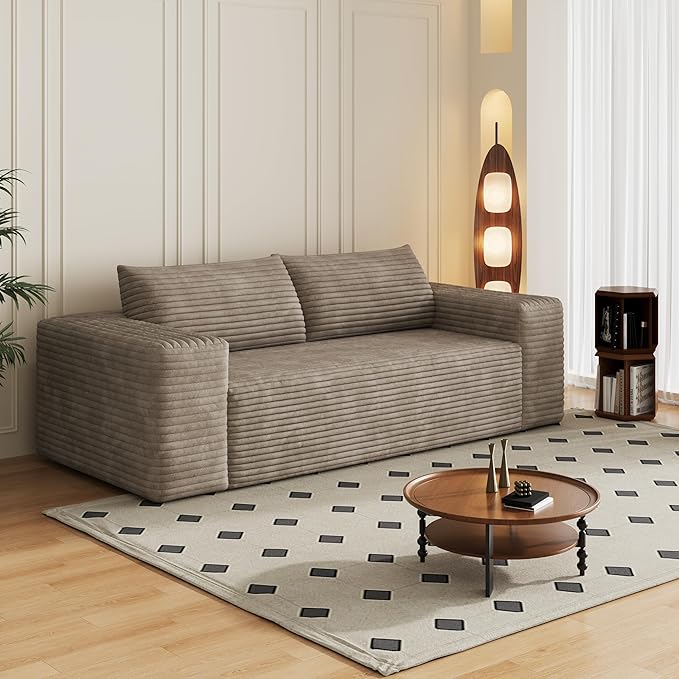 Eafurn Memory Foam Boneless Loveseat Sofa Couch 3-Seater Upholstered Sofa with Corduroy Fabric and Wider Armrest No Assembly Sofa for Living Room Bedroom &amp Apartment | Sturdiness Breathable ma