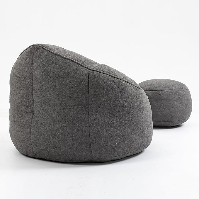 Small Bean Bag Chairs for Adults Single Sofa Chair with Ottoman Footrest Bean Bag Couch for Teens with Foam Filler Included Comfy Soft Lazy Sofa for Small Space/Living Room/Bedroom/Study