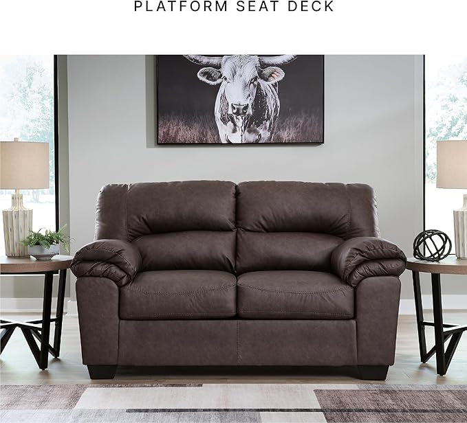 Signature Design by Ashley WalkerPoint Contemporary Loveseat with Removable Cushion Dark Brown