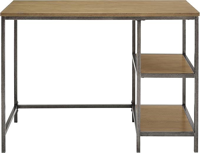 Crosley Furniture Brooke Small Home Office Desk with Storage Shelves Washed Oak