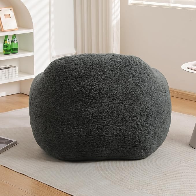 39 Single Armchair Sofa - Comfy Memory Foam &amp Soft Faux Fur | Modern Minimalist Design with Ergonomic Armrest for Living Room TV WatchingReadingDark Gray