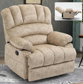 Manual Recliner Chair with Adjustable Recline for Living Room Oversized Lazyboy Recliner Chairs with Overstuffed Arm &amp Back Comfy Soft Fabric Lounge Single Sofa for Adults (Beige)