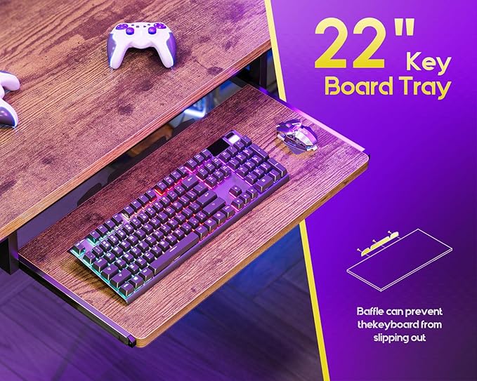 AODK 59 Inch L Shaped Desk with 4 Drawers Gaming Desk with Led Lights &amp Power Outlets Computer Desk with Pegboard Reverisble Home Office Desk with Storage Shelves &amp CPU Stand Vintage