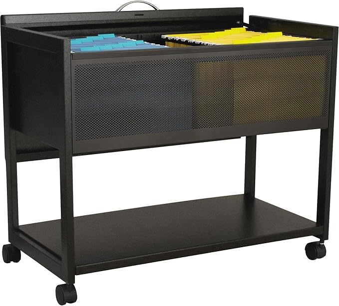 Safco Mobile File Cart Fits Letter and Legal-Size Hanging Folders Includes a Locking Lid &amp 2 Keys
