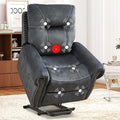 CANMOV Power Lift Recliner Chair with Massage and Heat Soft Fabric Massage Recliner for Elderly Overstuffed Single Reclining Sofa Vintage Rivet Mid-Century Design for Living Room Grey
