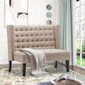Tongli 46 Small Modern Loveseat Settee Sofa 2-Seat Sofa Couch Tufted Love Seat Dining Bench with Nail Head Trim Back Banquette Sofas for Living Room Small Space Entryway Hallway Khaki