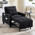 Modern Black Velvet 3 in 1 Sleeper Chair Bed Pull Out Sofa Bed Chair Adjustable Backrest 3 Reclining Positions Adult Size Indoor Use