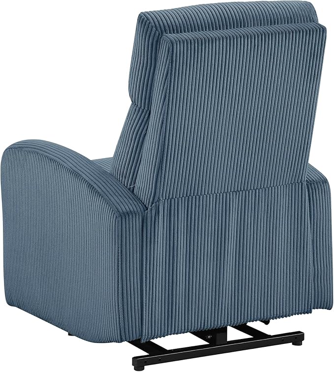 Lexicon Power Lift Recliner Chair for Elderly with Remote Control Gentle Lift Motion Side Pocket Armrest Corduroy Upholstered Electric Recliner for Living Room/Bedroom Easy Assembly Midnight Blue