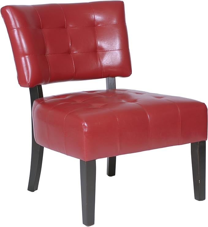 Roundhill Furniture Blended Leather Tufted Accent Chair with Oversized Seating Red