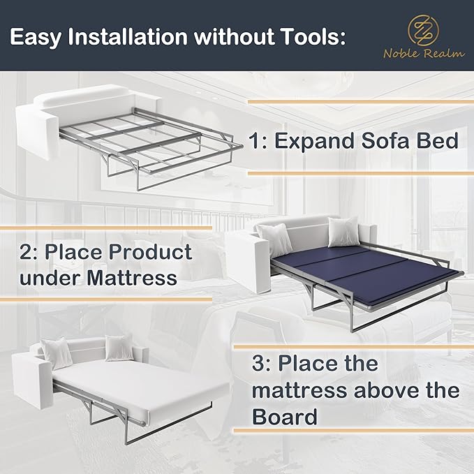 NobleRealm® 6mm Full Bunkie Board (46”x58.5” Full Size) Low Profile Bed Support Sleeper Sofa Board | Low Profile Bed Board Design Breathable Noise Minimizing Moisture Resistant