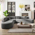 122'' Curved Sectional Cloud Sofa Modern L Shaped Couch with Chaise &amp Pillows Comfy Upholstered Deep Seat Compression Boneless Sofa for Living Room Apatment Office No Assembly Required Grey