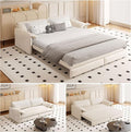 66 Queen Size Pull Out Sofa Bed 3-in-1 Convertible Sleeper with Side Storage and Wheels Velvet Loveseat for Living Room Apartment Bedroom Beige (Mattress &amp Bedding Not Included)