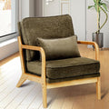 Modern Accent Chair with Lumbar Pillow Relaxing Mid Century Chair Armchair with Solid Wood Frame &amp Soft Cushion Reading Leisure Armchair for Living Room Green