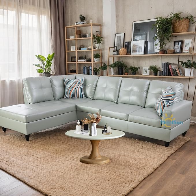 L-Shaped Combination Sofa Set Luxurious Synthetic Leather Living Room Sofa Suitable for Living Rooms Bedrooms Apartments and Offices