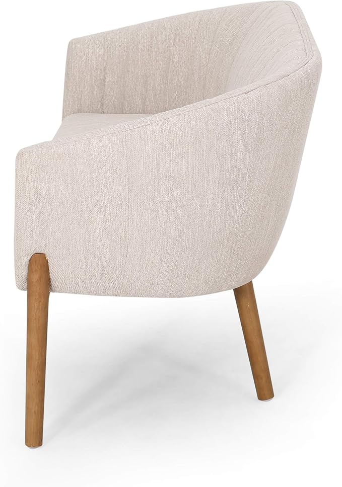 Great Deal Furniture Noble House Galena Mid-Century Fabric Loveseat in Beige