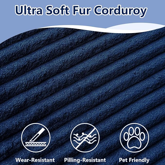 Modular Sectional Sofa Cloud Sectional Couch96 Comfy Fluffy L-Shaped Couches for Living RoomDeep Seat Memory Foam Plush Corduroy Boneless Couch Sectionals No Assembly (BlueRight-Facing Chaise)