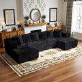 132''U-Shape Modular Sectional Couch Sofa Boneless Compressed Corduroy Modern Sleeper Space-Efficient Convertible Design 3 Packages Shipping