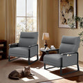 PU Leather Accent Chair with Side Table Living Room Side Chairs Set of 2 Modern Upholstered Armchair Office Club Chairs Grey