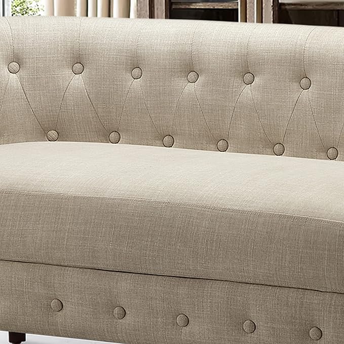 Rosevera C18-1 (1-B) Garner Chesterfield Settee Loveseat Beige