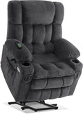 MCombo Dual Motor Power Lift Recliner Chair with Massage and Heat for Elderly People Infinite Position USB Ports Cup Holders Fabric 7890 (Medium Dark Gray)