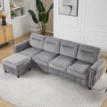 Westice 106 Modular Sectional Sofa with Movable Ottoman Deep-Seat L-Shaped Couch 4-Seater Modern Sofa for Living Room Bedroom or Apartment Gray