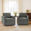 Swivel Accent Chairs Set of 2 360° Swivel Upholstered Club Armchairs for Living Room 31 Wide Square Single Sofa Reading Chair with Deep Seat Metal Swivel Base Chenille Fabric Dark Gray