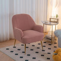 Modern Soft Teddy Fabric Pink Ergonomics Accent Chair Living Room Chair Bedroom Chair Home Chair with Gold Legs and Adjustable Legs for Indoor Home